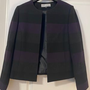 Tahari Black and Purple Stripped Blazer